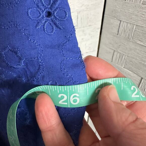 Lands End womens dress balloon sleeve eyelet embroidered pockets drop waist - Picture 12 of 14